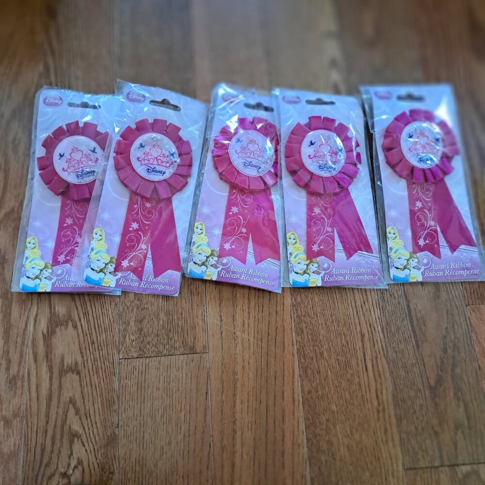 LOT OF 5 new Princess reward dark pink ribbons NEW with glitter inside by Unique